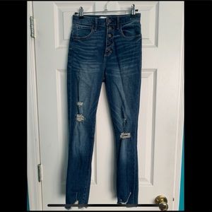 Abercrombie & Fitch high rise super skinny ankle jean, 25, 0R, distressed